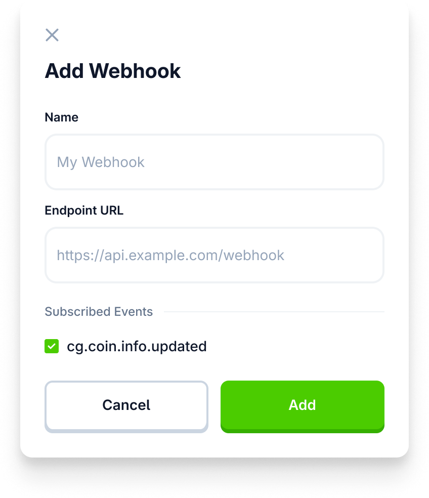 Webhooks - CoinGecko API
