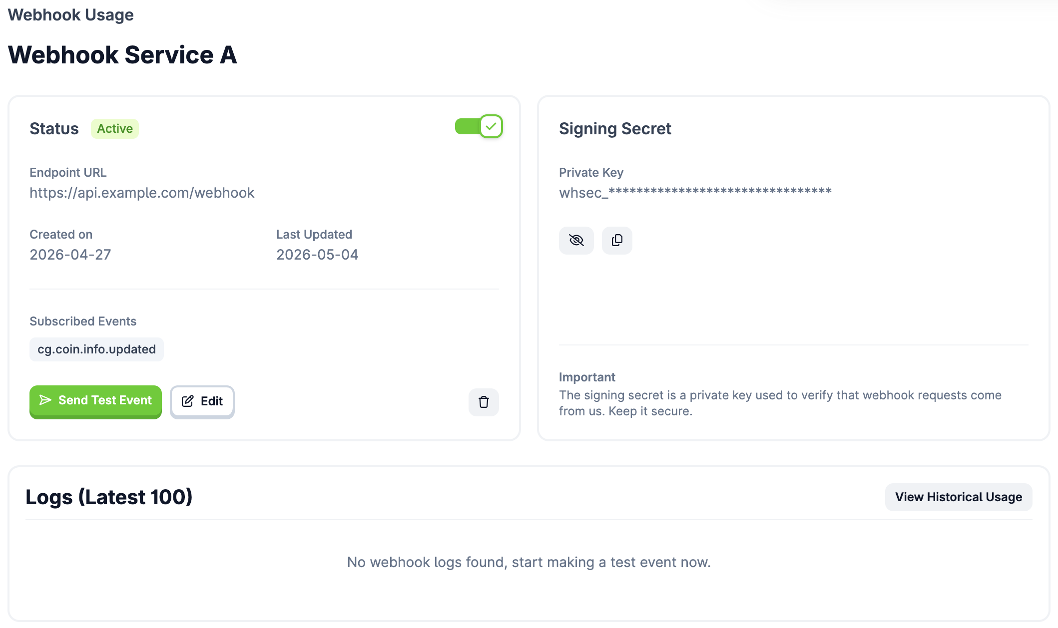 Webhooks - CoinGecko API